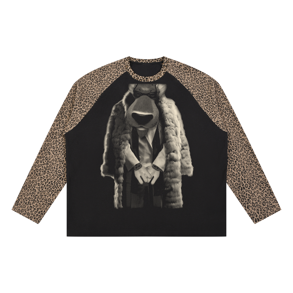 Unisex swaggy ches Leopard Panel Waffle T-Shirt