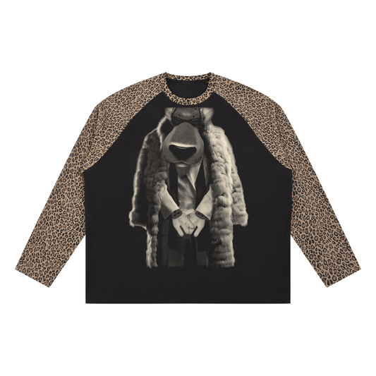 Unisex swaggy ches Leopard Panel Waffle T-Shirt